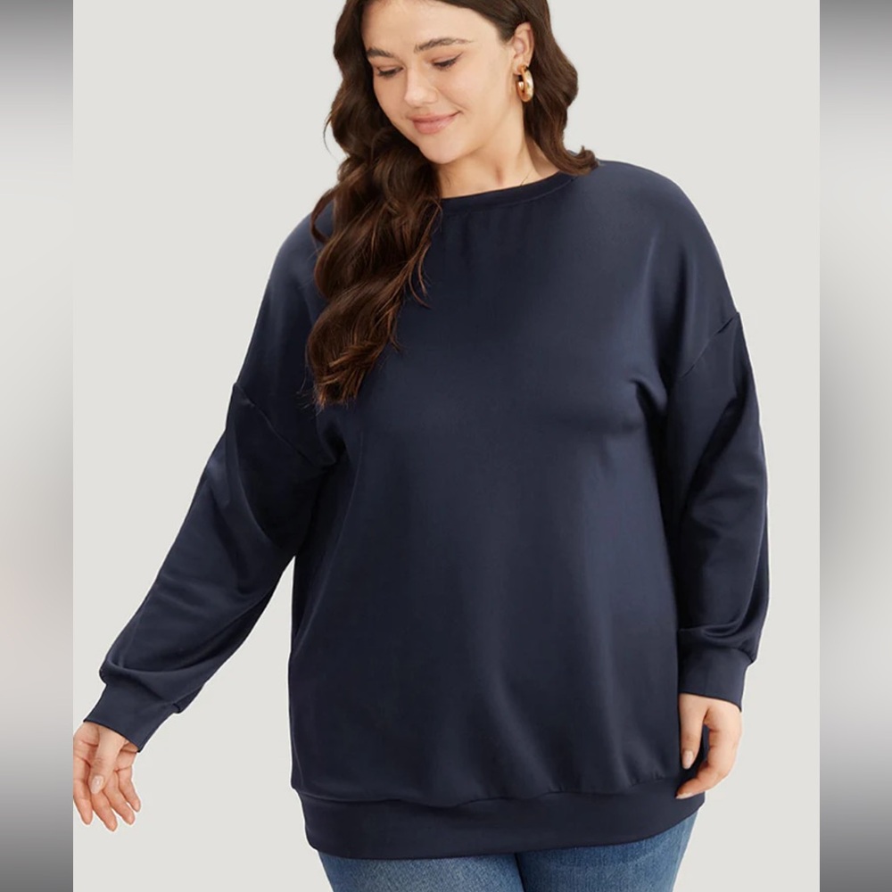 BloomChic Women’s Navy Patchwork Sweatshirt Long Sleeve Shirt– Size 14/16 – NWT